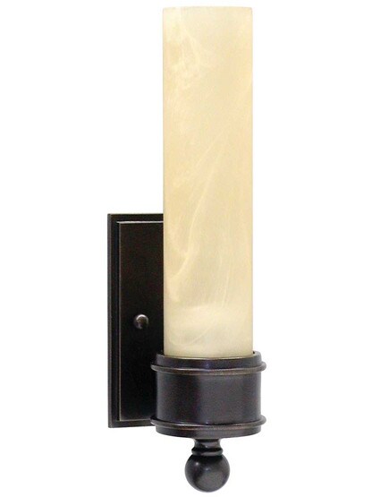 Carmac 1-Light Wall Sconce with Amber Glass Shade.